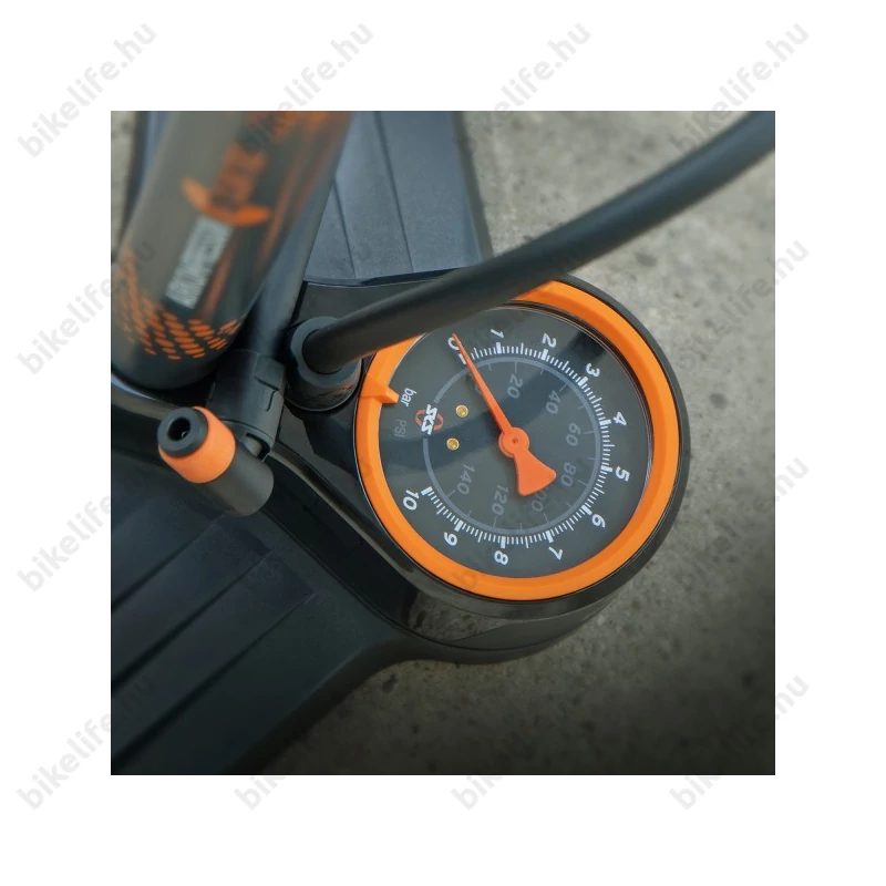 SKS Airkompressor 10.0 Clik Tec műhelypumpa Schwalbe Clik Tec szelepekhez 2-2 db Presta és Dunlop szelepbetéttel