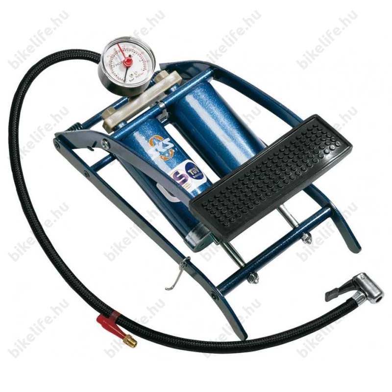 Lábpumpa SKS Twin Air dupla kamrás, nyomásmérővel 7bar