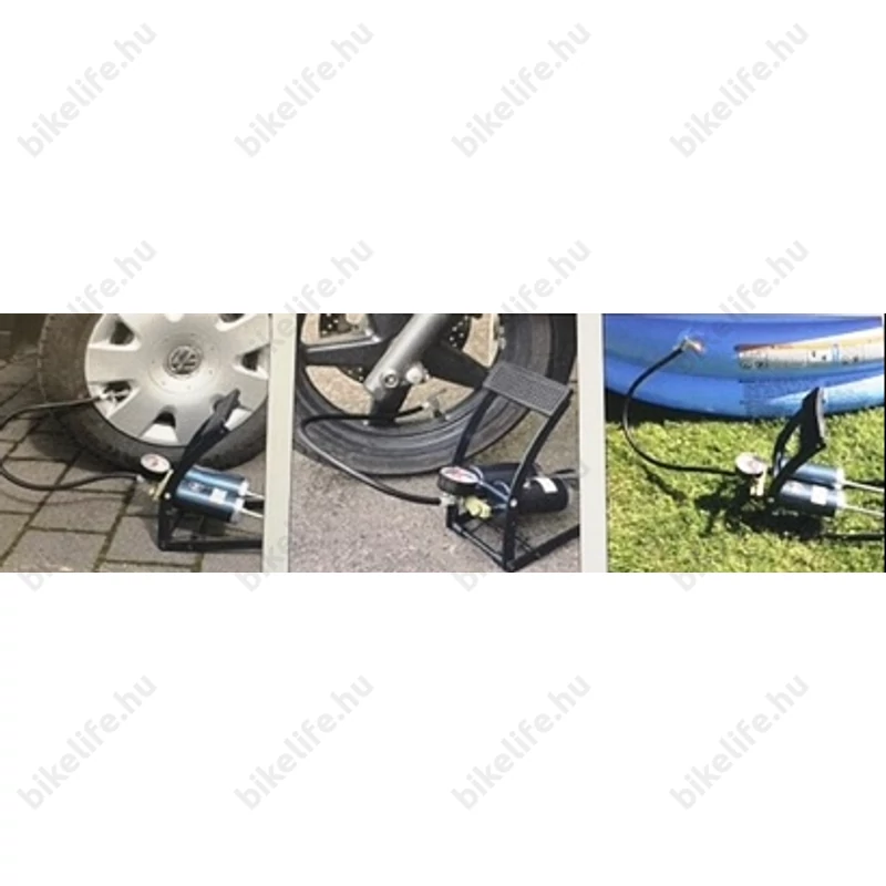 Lábpumpa SKS Twin Air dupla kamrás, nyomásmérővel 7bar