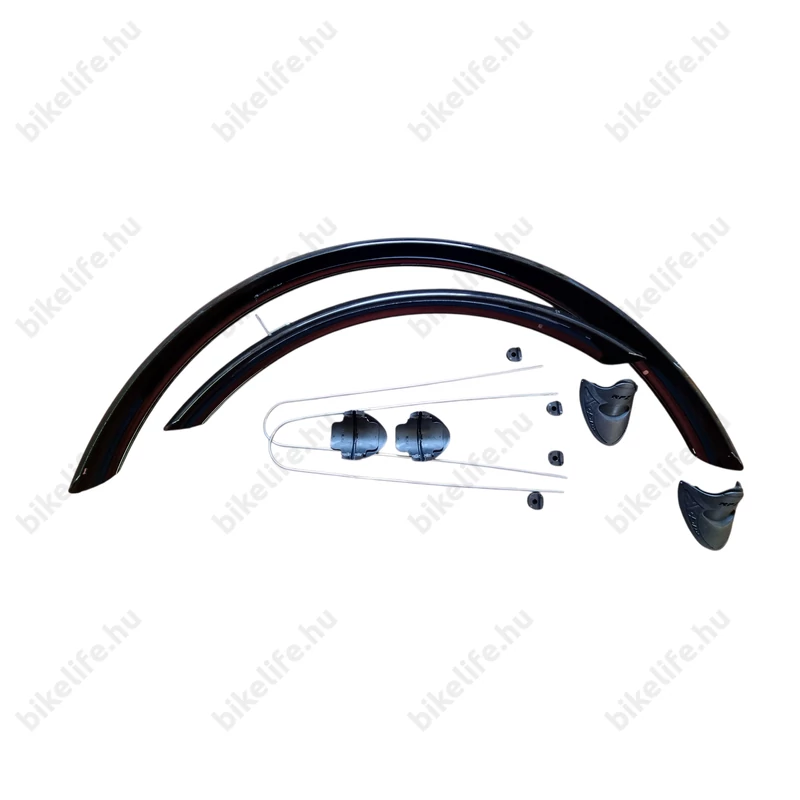 26-os Ridepositive MTB aluplasztik sárvédő garnitúra 58mm széles fekete sárvédőtoldattal