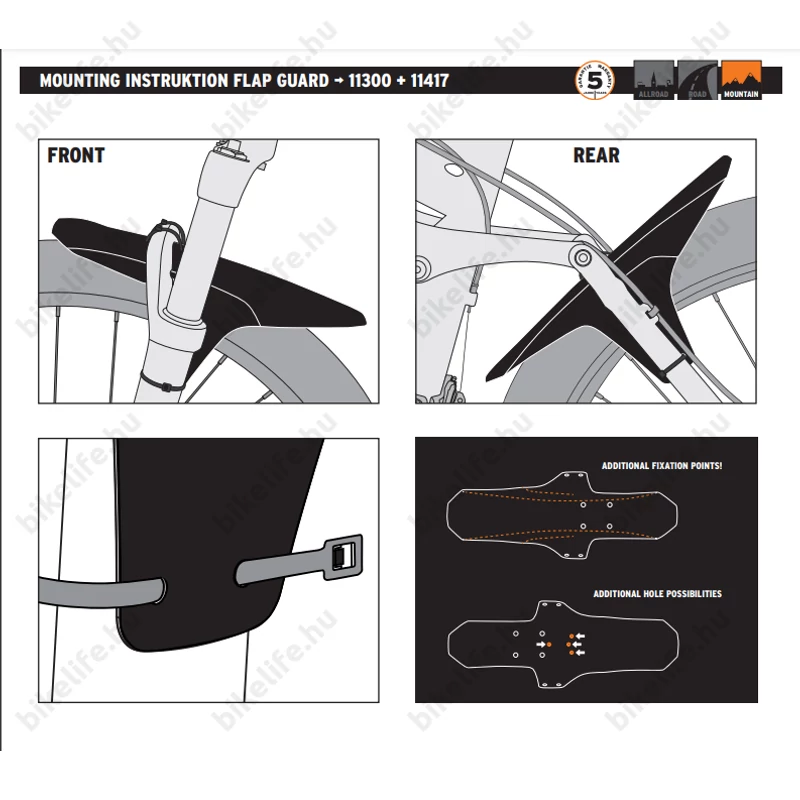 Sárvédő MTB SKS Flap Guard villára gyorskötözővel rögzíthető 1db műanyag