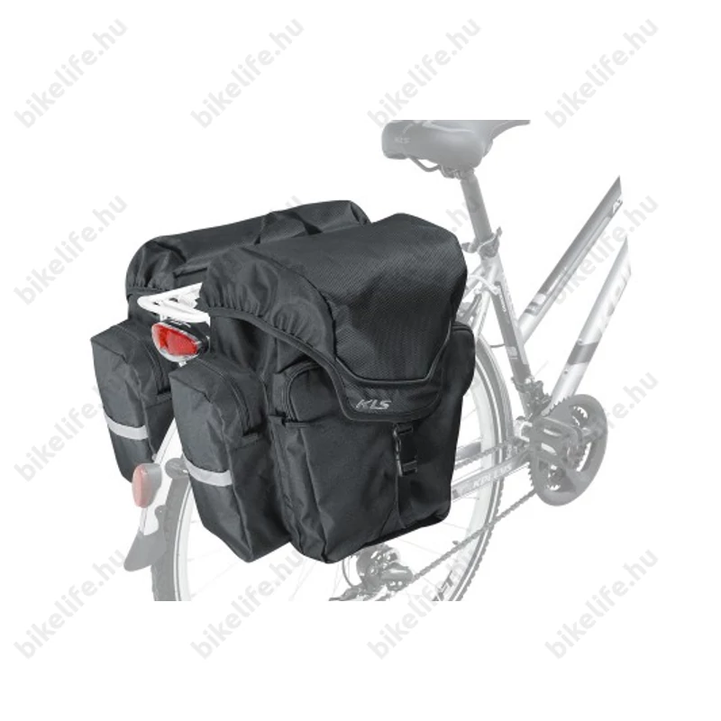 Kellys Adventure 40 táska csomagtartóra két oldalas, esővédővel, 20+20 L kapacitás, fekete