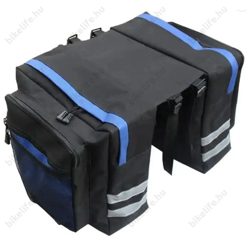 Ridepositive Basic csomagtartóra szerelhető kétrészes 20 literes túratáska esővédő huzattal fekete/kék