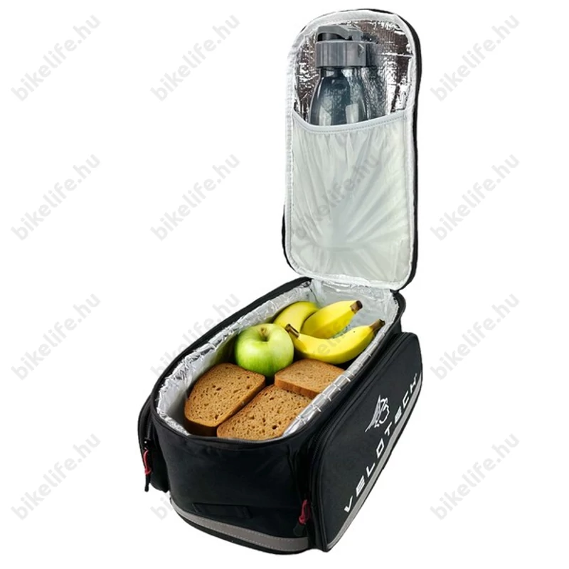 Velotech 1részes túratáska csomagtartóra 13,5 liter, tépőzáras, thermo béléssel, fekete
