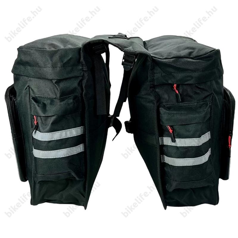 Velotech 2 részes túratáska csomagtartóra 24 liter, hevederes rögzítéssel, vízálló, fekete