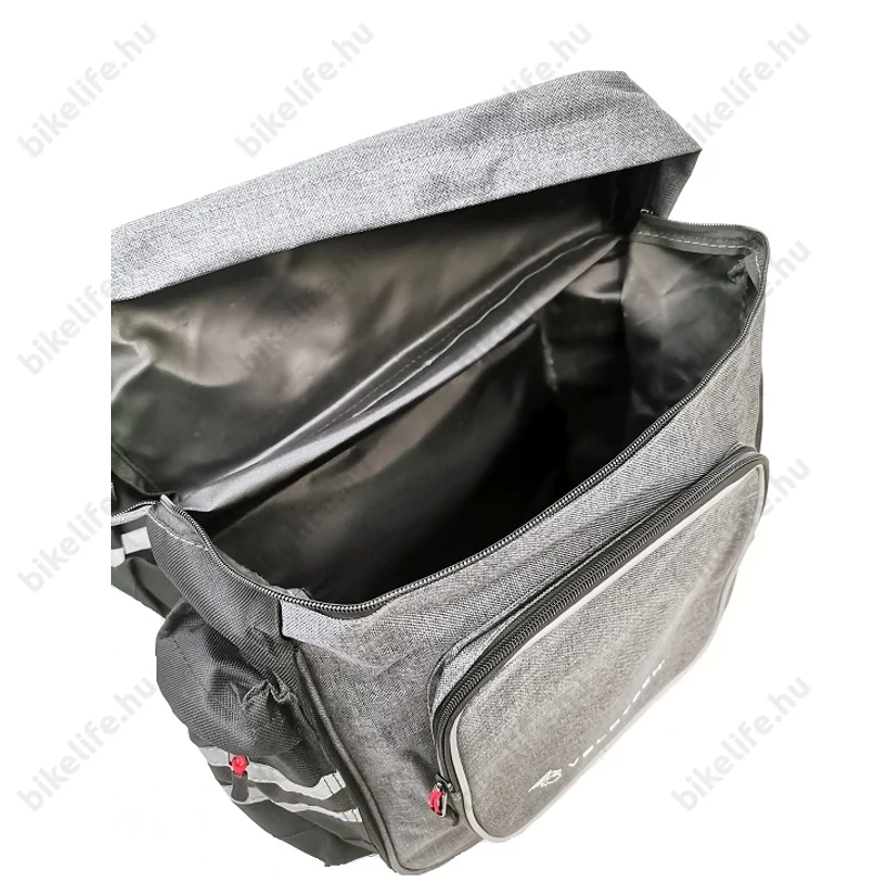 Velotech 2 részes túratáska csomagtartóra 24 liter, hevederes rögzítéssel, vízálló, fekete