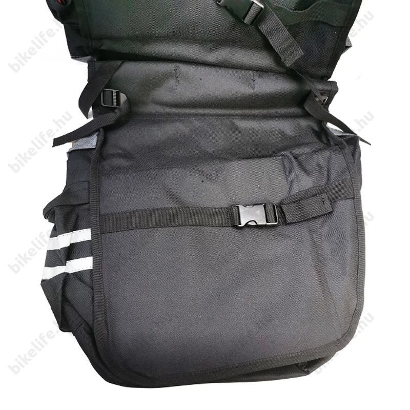 Velotech 2 részes túratáska csomagtartóra 24 liter, hevederes rögzítéssel, vízálló, fekete