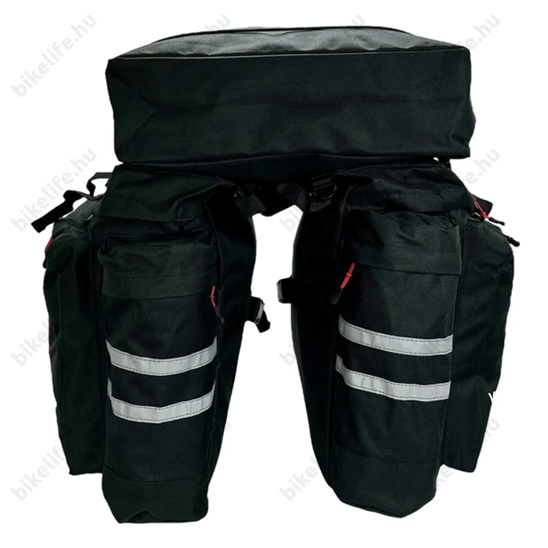 Velotech 3 részes túratáska csomagtartóra 35 liter, hevederes rögzítéssel, vízálló, fekete