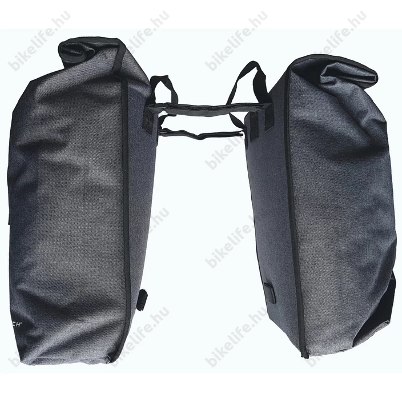 Velotech 2 részes túratáska csomagtartóra 2x22 liter, hevederes rögzítéssel, vízálló, szürke