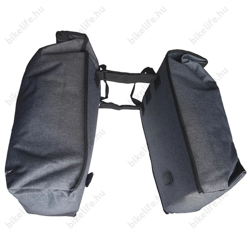 Velotech 2 részes túratáska csomagtartóra 2x22 liter, hevederes rögzítéssel, vízálló, szürke