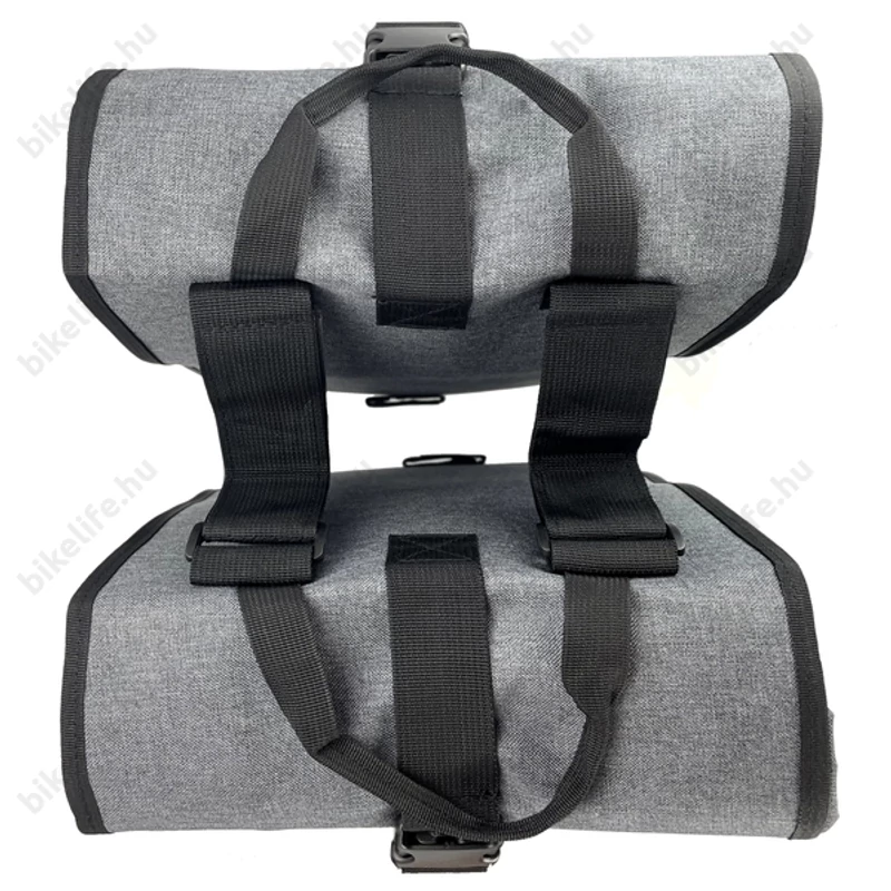 Velotech 2 részes túratáska csomagtartóra 2x22 liter, hevederes rögzítéssel, vízálló, szürke