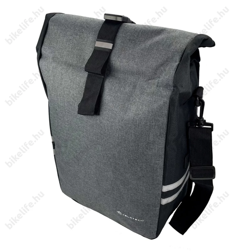 Velotech 1 részes túratáska csomagtartóra 20 liter, hevederes rögzítéssel, vízálló, szürke