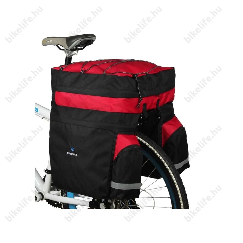 Roswheel táska csomagtartóra 3 részes, 60L kapacitás, fekete/piros, esővédővel