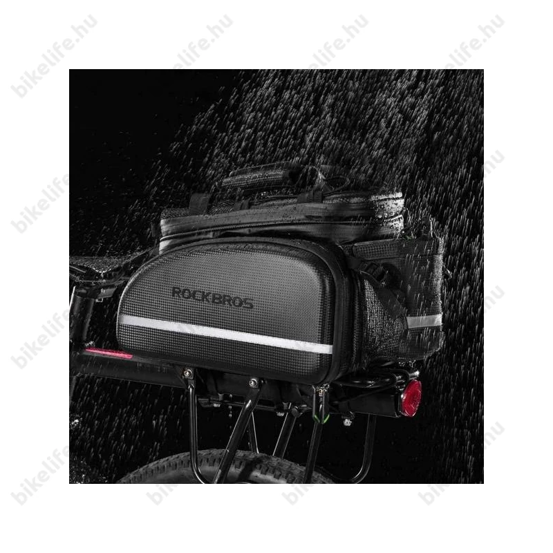 RockBros táska csomagtartóra 3 részes vízálló bővíthető 17-35L kapacitás fekete, esővédővel