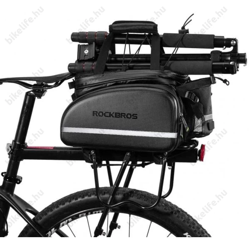 RockBros táska csomagtartóra 3 részes vízálló bővíthető 17-35L kapacitás fekete, esővédővel