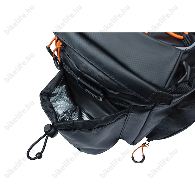 Basil Miles Tarpaulin táska csomagtartóra 9-36L bővíthető kapacitás, adapter nélkül, fekete-narancs
