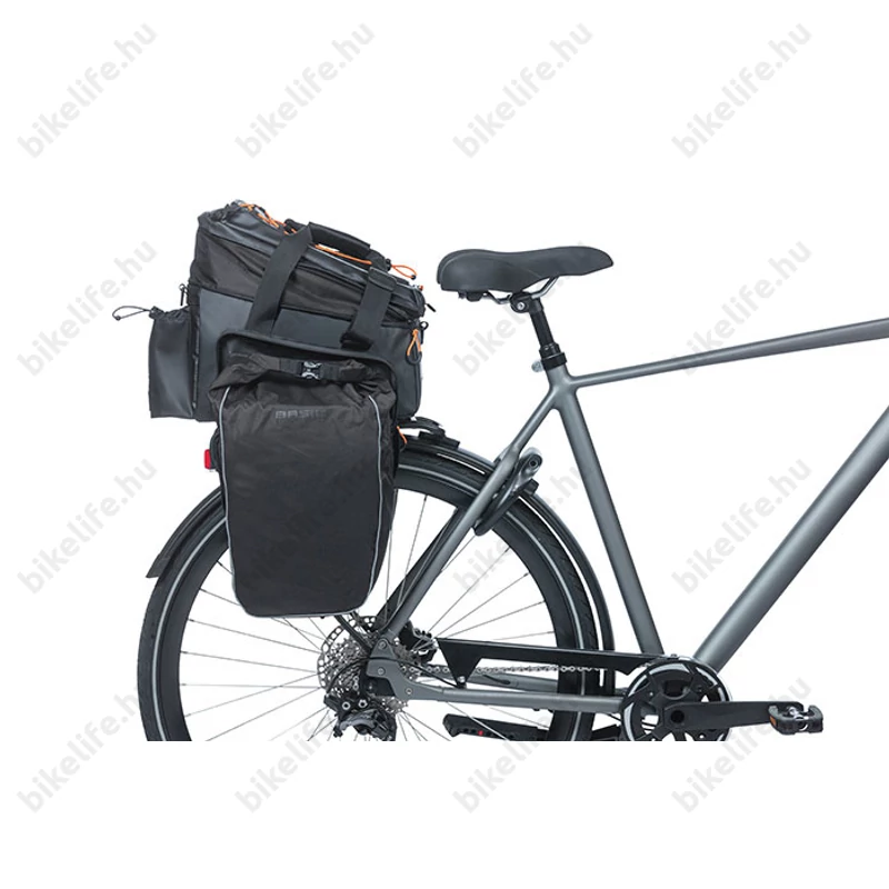 Basil Miles Tarpaulin táska csomagtartóra 9-36L bővíthető kapacitás, adapter nélkül, fekete-narancs