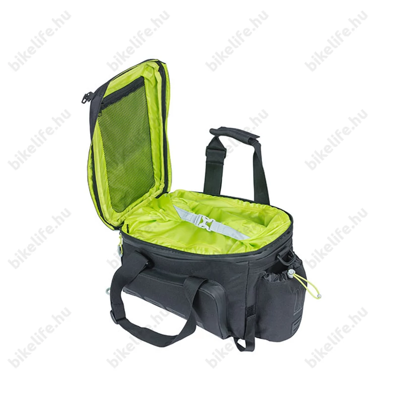 Basil Miles XL Pro táska csomagtartóra 9-36L bővíthető kapacitás, adapter nélkül, fekete/lime