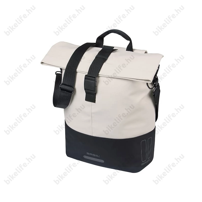 Basil Cove Shopper csomagtartóra szerelhető táska 1 részes 16l, akasztható-biztosítható, fehér/fekete