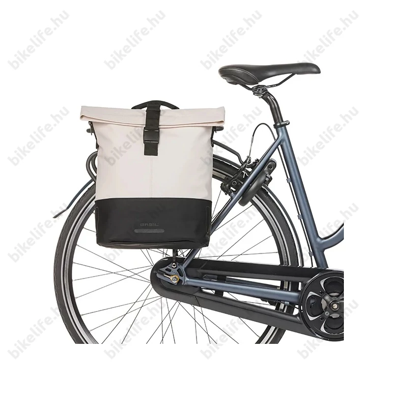 Basil Cove Shopper csomagtartóra szerelhető táska 1 részes 16l, akasztható-biztosítható, fehér/fekete