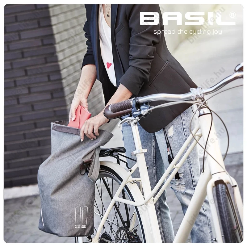 Basil City Shopper csomagtartóra szerelhető táska 1 részes 16l, akasztható-biztosítható, fekete