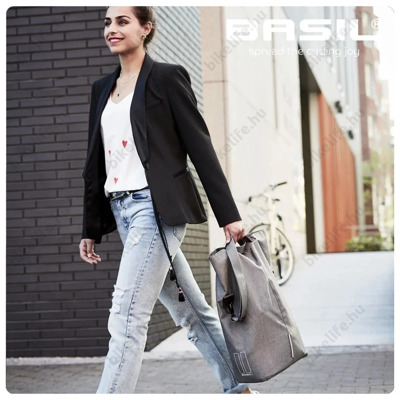 Basil City Shopper csomagtartóra szerelhető táska 1 részes 16l, akasztható-biztosítható mik hooks, fekete