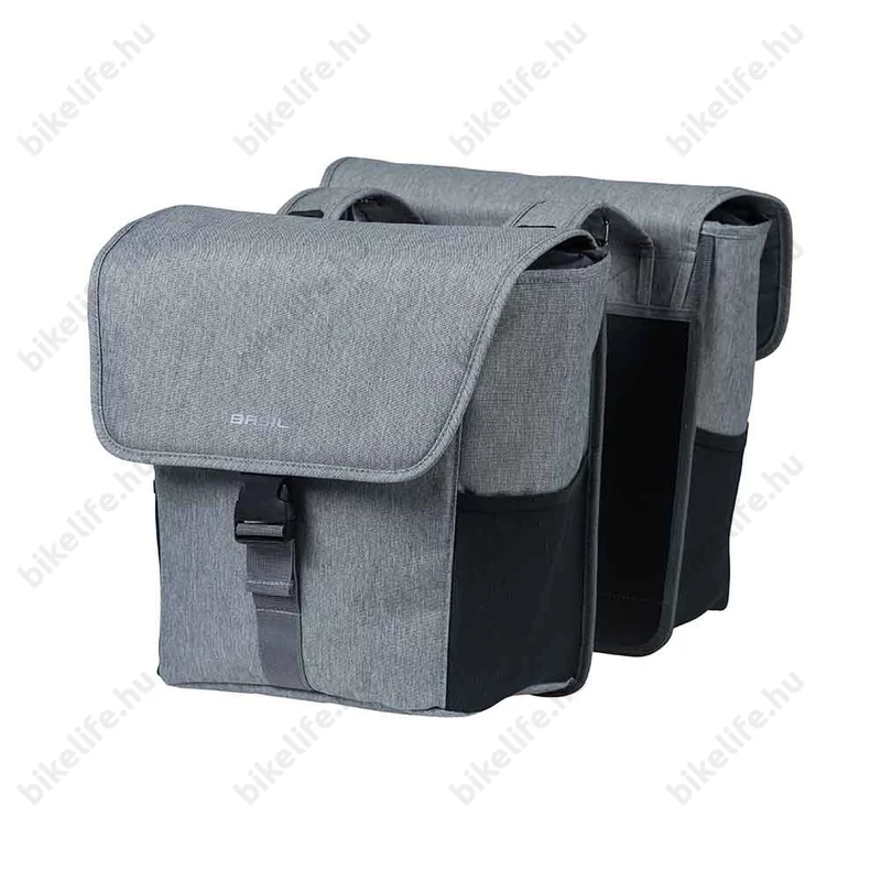 Basil Go Double Bag 2 részes táska csomagtartóra 32L kapacitás, pántos rögzítés, szürke színű