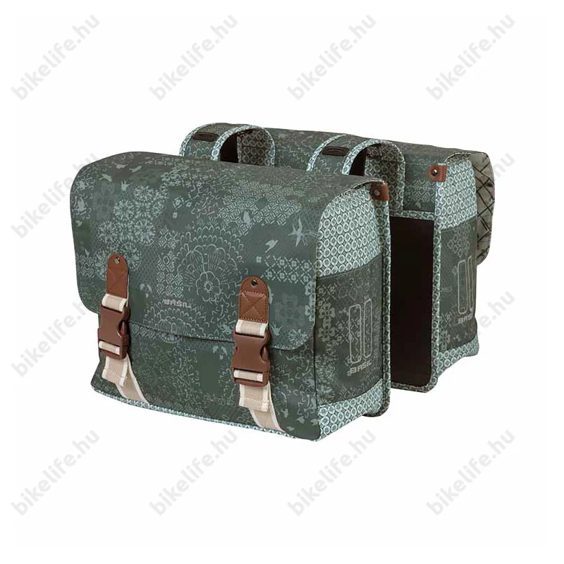 Basil Boheme Double Bag dupla táska csomagtartóra 35L kapacitás, forest zöld