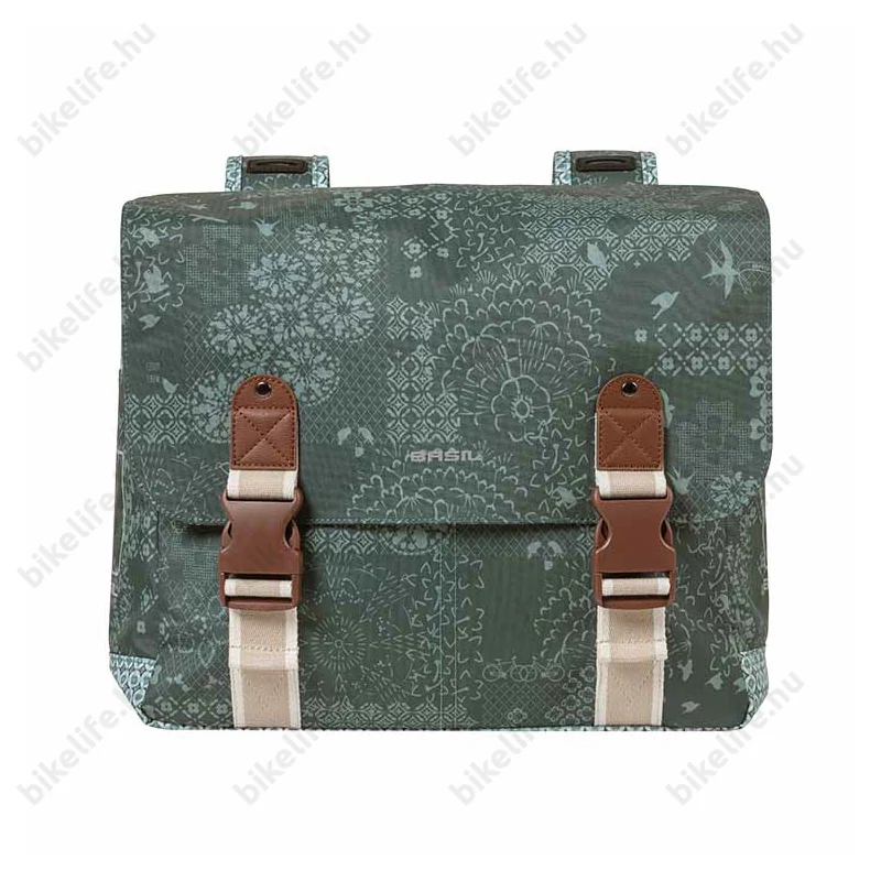 Basil Boheme Double Bag dupla táska csomagtartóra 35L kapacitás, forest zöld