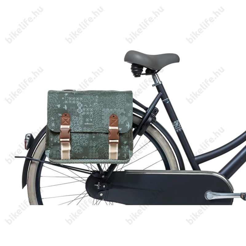 Basil Boheme Double Bag dupla táska csomagtartóra 35L kapacitás, forest zöld