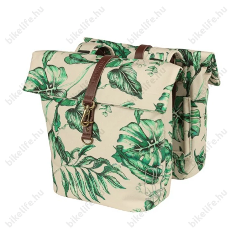 Basil Ever-Green Double Bag táska csomagtartóra 2 részes 28-32L kapacitás, fényvisszaverős, bézs