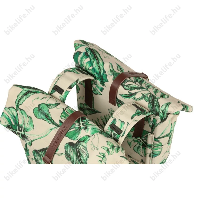 Basil Ever-Green Double Bag táska csomagtartóra 2 részes 28-32L kapacitás, fényvisszaverős, bézs