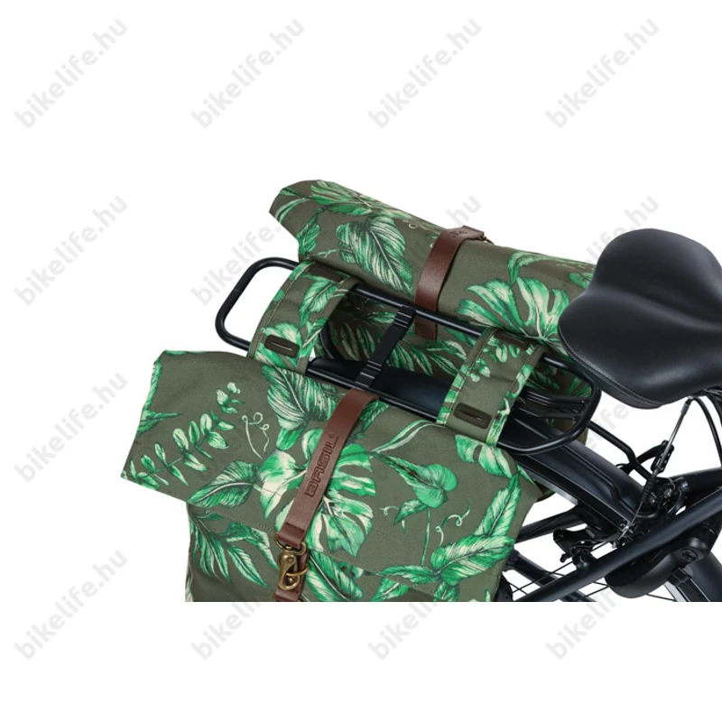 Basil Ever-Green Double Bag táska csomagtartóra 2 részes 28-32L kapacitás, fényvisszaverős, thyme zöld