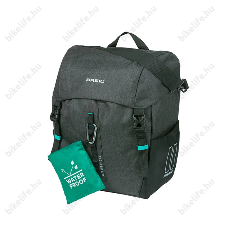 Basil Discovery 365D Single Pannier táska csomagtartóra 1 részes, 20L kapacitás, sötétszürke gyorszáras L-es