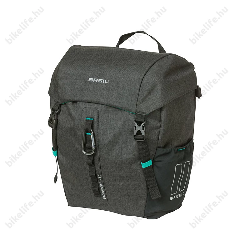 Basil Discovery 365D Single Pannier táska csomagtartóra 1 részes, 20L kapacitás, sötétszürke gyorszáras L-es