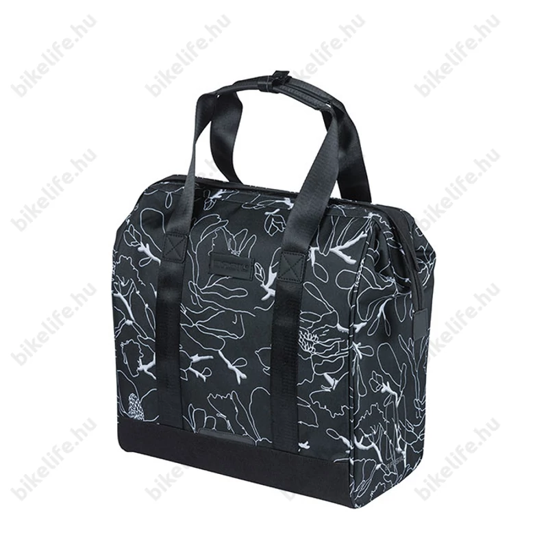 Basil Grand Flower Bicycle Shopper táska csomagtartóra 1 részes, 23L kapacitás, fekete virágos