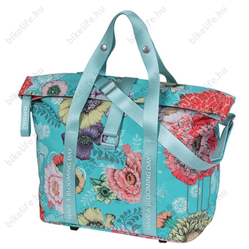 Basil BLoom Field Handbag táska csomagtartóra vagy kormányra 8-11L kapacitás kék-virágos színű
