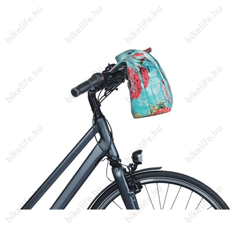 Basil BLoom Field Handbag táska csomagtartóra vagy kormányra 8-11L kapacitás kék-virágos színű