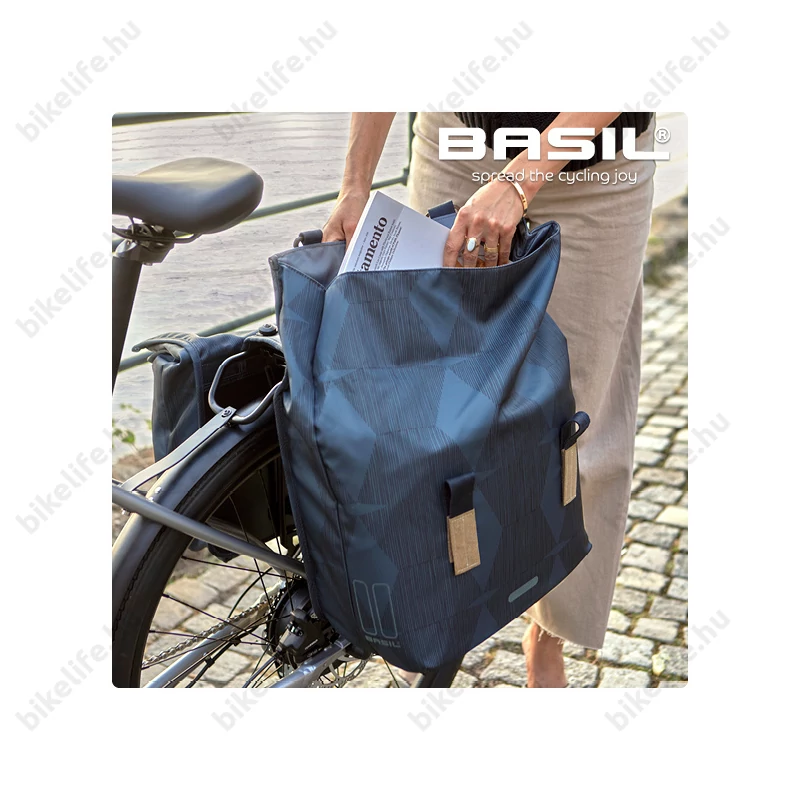 Basil Elegance Double Bag táska csomagtartóra 2 részes 40-49L kapacitás, szürke