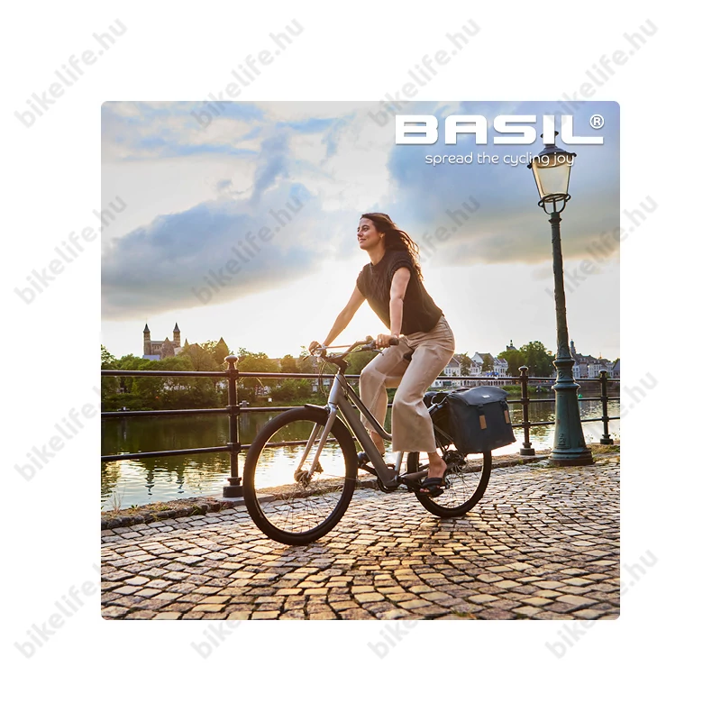 Basil Elegance Double Bag táska csomagtartóra 2 részes 40-49L kapacitás, szürke