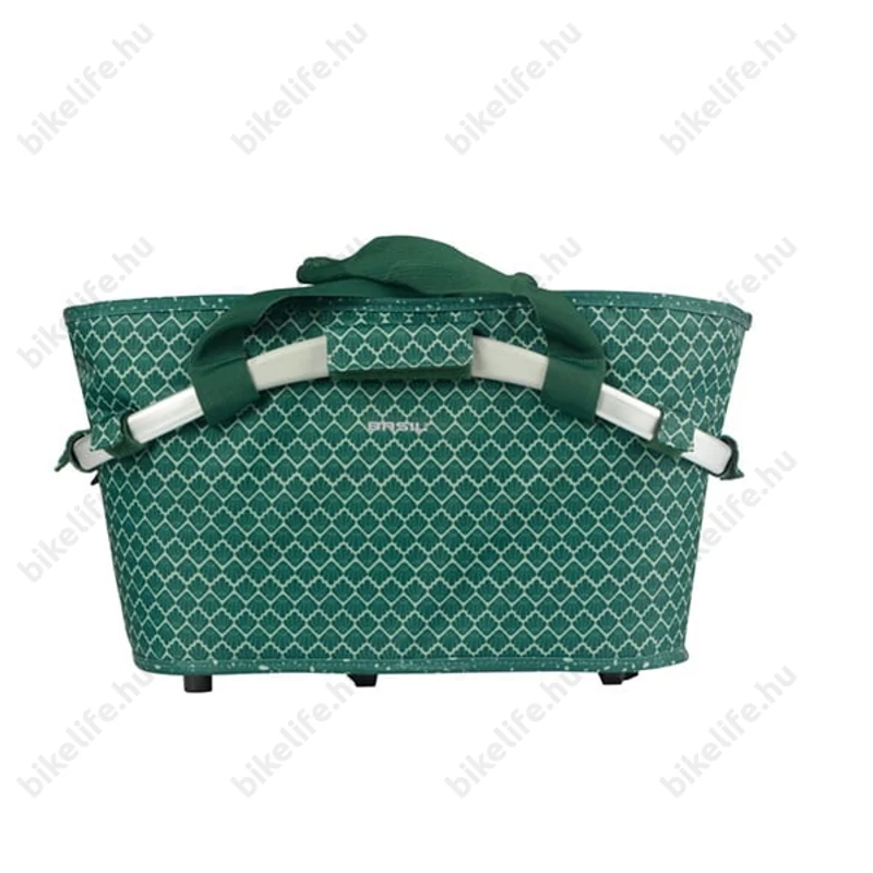 Basil Flair Carry All kosár csomagtartóra Mik 2.0 adapterrel 18 liter kapacitással zöld színben