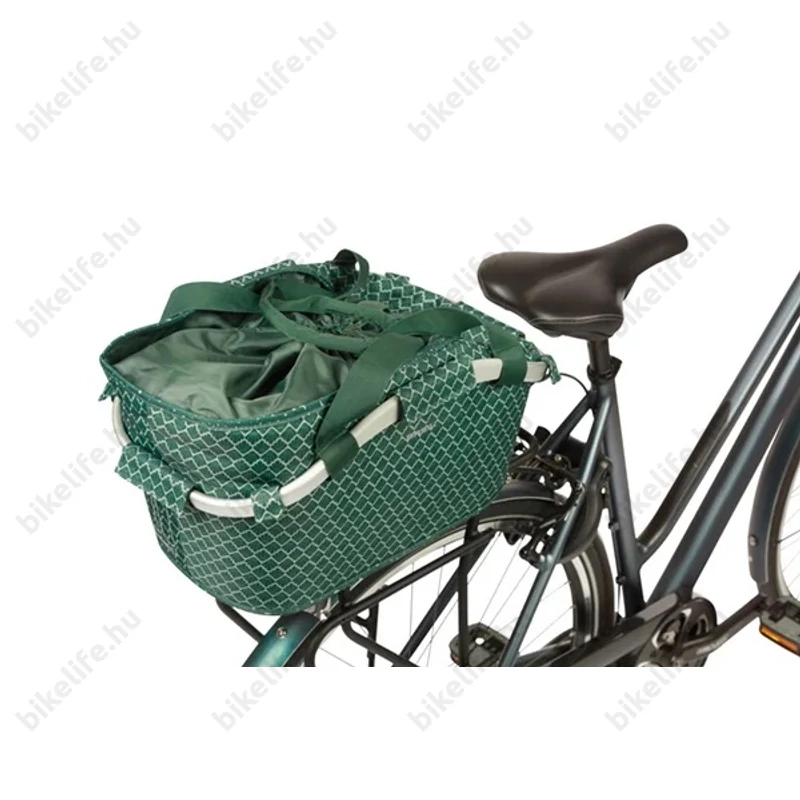 Basil Flair Carry All kosár csomagtartóra Mik 2.0 adapterrel 18 liter kapacitással zöld színben