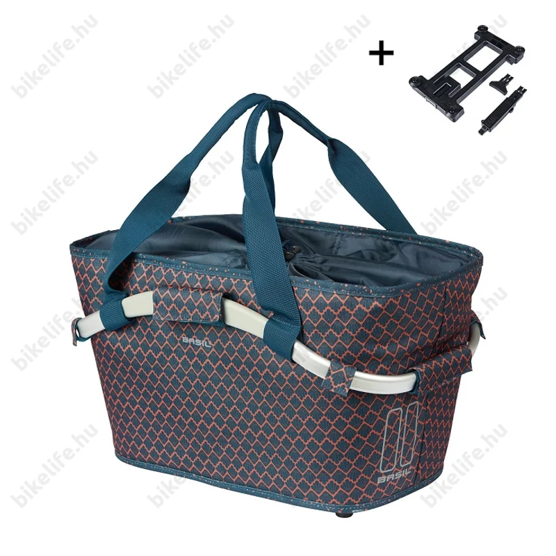 Basil Flair Carry All kosár csomagtartóra Mik 2.0 adapterrel 18 liter kapacitással navy kék színben