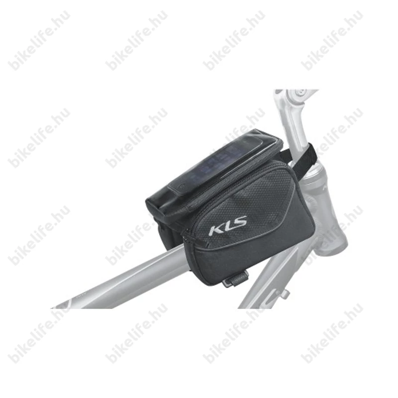 Kellys Alpha váztáska kormány mögé a felsőcsőre. Tépőzáras rögzítés  telefontartóval.