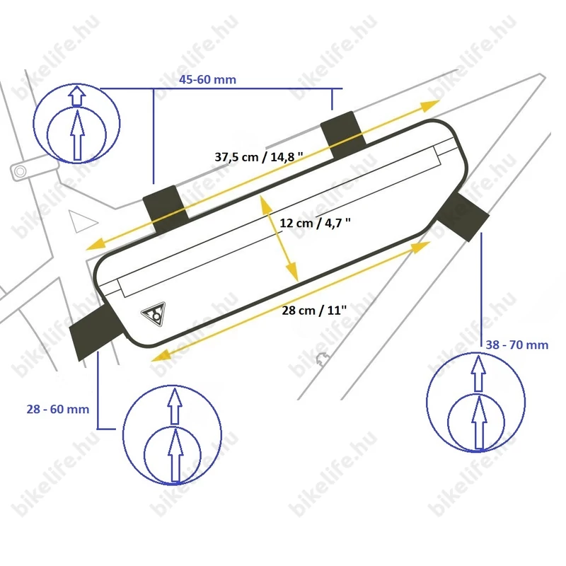 Topeak Midloader váztáska, fekete, 3 L kapacitással, tépőzáras