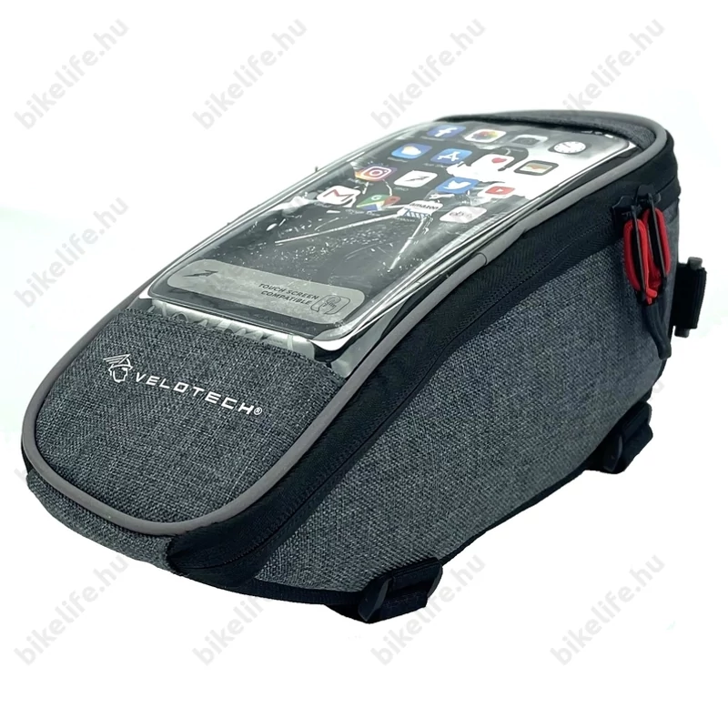 Velotech váztáska felsőcsőre telefontartós, szürke