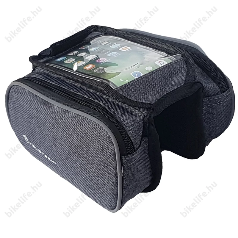 Velotech váztáska felsőcsőre 3 részes, telefontartóval, szürke