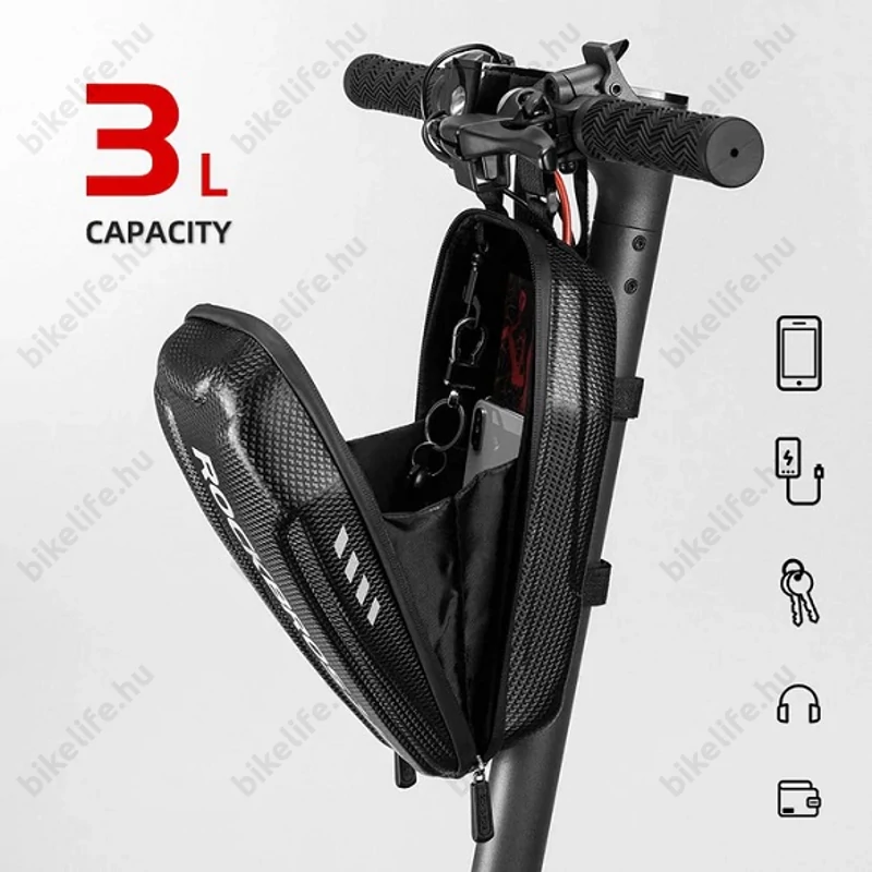 Rockbros Handlebarbox merevfalú táska e-rollerekhez 28 cm hosszú 3 liter űrtartalommal