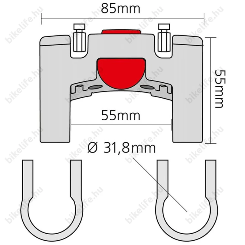 Klickfix kosár vagy táskatartó adapter 31,8mm befogó átmérőjű kormányokra 7kg terhelhetőséggel