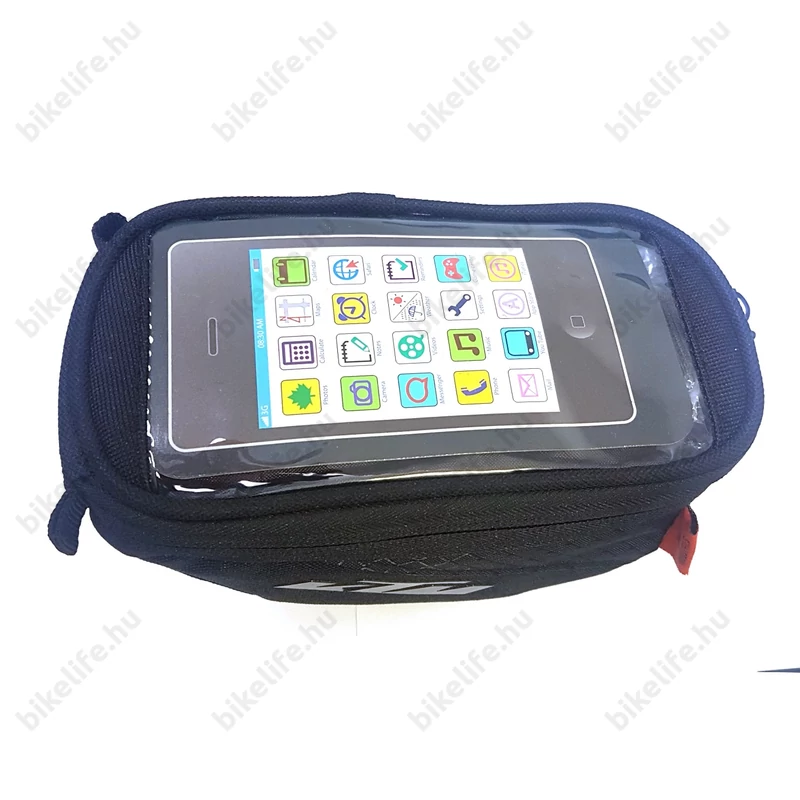 KTM Phone mobiltelefontartó táska kormányra, tépőzáras, 0,6L kapacitás, érintőképernyő kompatibilis